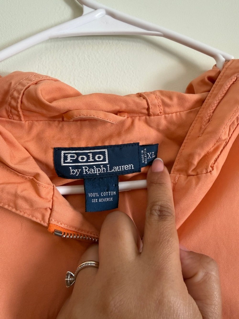 Polo by Ralph Lauren Orange Hooded Zip Windbreaker - Picture 2 of 3